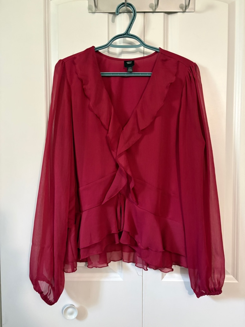 Ruffle-Front Sheer Blouse